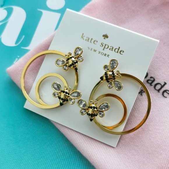 Picnic Perfect Bee Hoop Earrings + dust bag